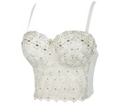 Women Tank Tops Sequined Rhinestone Pearl Wedding Push Up Bra Woman Clothes Camis Stage Ladies Crop Top Corset y2k Blusas