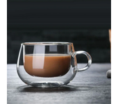 150-350Ml Taza de vidrio de borosilicato alto resistente al calor Taza de café de vidrio de doble pared con Mango Taza de agua con leche Tazas transparentes Regalo