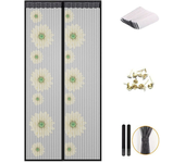 Magnetic Fly Screen Door, Anti Mosquito Fly Curtain Door Screens Nets, Top-to-Bottom Seal Snaps Shut Automatically, Keep Fresh Air in&Bugs Out, Install Without Drilling (90x210cm)