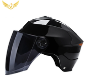 Casco de motocicleta con luces Led para hombre y mujer, accesorio para ciclomotor, Scooter eléctrico, con doble visera, recargab