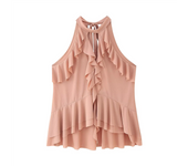 PB&ZA 2025 layered decorative bow tie sleeveless tops summer new arrivals women's casual simple solid color tops