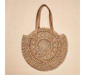 Summer Hollow Design Round Straw Bag, Minimalist Woven Women's Shoulder Bag, Beach Bag