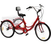 Triciclo para adultos 24 pulgadas plegable triciclo de carga bicicleta plegable 7 velocidades triciclo con cesta de la compra