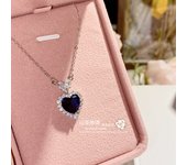 Jewelry imitation sea blue topaz colored gemstone set light luxury micro-inlaid flashing temperament ring necklace