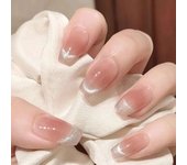 24 pieces of almond tips, bare pink fake nails, art, artificial nails with bows, used nail decoration for women and girls