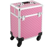 Rolling Makeup Train Case, Portable Makeup Organizer Suitcase, Cosmetic Storage Box, Travel Beauty Luggage Trolley Lock