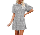 Vestido de gasa con estampado Floral para mujer, Vestido largo de verano con manga de mariposa, cintura alta