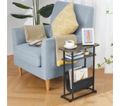 Mesa auxiliar delgada para espacios pequeños, mesa auxiliar estrecha 2 en 1 con soporte para revistas, color gris