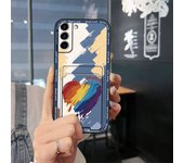 Shockproof Silicone Phone Case For Samsung Galaxy S21FE Dirt-resistant Fashion Design Cover Card sleeve Cartoon Durable