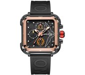 Moda única cuadrado hombres tres agujas seis ojos cuarzo reloj impermeable