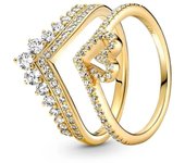 Anillo de amor con corona de princesa brillante de circón a la moda y encantador  anillo Pandora Original  joyería exquisita  regalo DIY para mujer