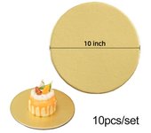 10pcs Durable 6/8/10 Inch Round Cake Board Cardboard Golden Cupcake Base Circle Dessert Tray Baking Cakes