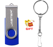 JASTER Free Custom Logo Plastic Pen Drive 128GB Silver Clip Memory Stick with Free Key Ring 64GB Business Gift USB Flash Drive