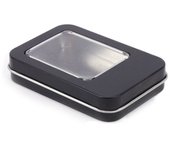 Multicolor Tin Box with Clear Window Lid Rectangular Jewelry Box Nail Art Display Case Candy Package Metal Box Empty