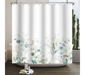 Watercolor Green Leaf Shower Bathroom Vines Plant Nordic Minimalist Polyester Botanic Curtain for Home Hotel 180x240