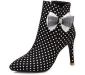 Elegantes Botines De Lunares Bowknot Botas Nude Botas Mujer