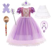 Girl Rapunzel Costume Birthday Party Tangled Magic Hair Princess Cosplay Dress Carnival Halloween Fantasy Role Playing Outfits