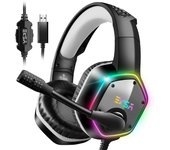 Gaming Headphones For PC/PS4/PS5 EKSA E1000 7.1 Surround RGB Gaming Headset Gamer USB Wired Headphones with Noise Cancelling Mic