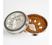 304 Stainless Steel Slow Feeder Dog Bowls, Food Grade 2 Cups Cat Bowls with Non-Slip Bottom, Maze Pet Dish to Slow Down Eating, Metal Slow Feeder Pet Bowl for Small/Medium/Large Dog