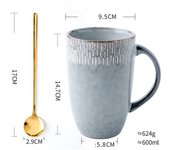 600ml Europe Retro Ceramic Mug With Spoon Coffee Creative Office Office Tea Drink Drinkware Couples Gift
