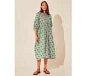 New floral fashion women's loose casual mid sleeved summer cotton vacation dress