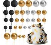 32pcs Sage Green Brown Topper Gold Foam Balls DIY Insert Decoration for Baby Shower Birthday Party Cake Decorationion
