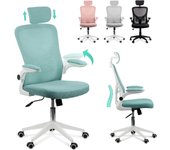 Silla oficina Ajustable y Reclinable con Soporte Lumbar, Reposacabezas Ajustable, Plegables, Malla Transpirable, Ruedas Giratorias 360° Soporta hasta 120kg