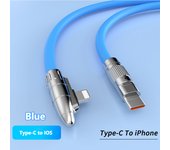 6A 120W 90° Elbow Super Fast Charge Cable USB To TypeC/iPhone PD Type-C/iPhone Metal Liquid Silicone Charger Data Line 1/1.5/2M