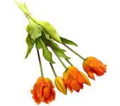 5pcs 5 Heads Artificial Parrot Tulip Flowers Luxury Realistic Simulation Tulip Bouquet Handmade Real Touch Fake Flowers