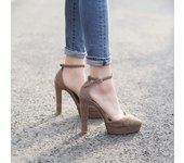 Women's Platform Heels Chunky High Heel Pumps Block Heels Ankle Strap Closed Toe for Dress Wedding Party Pumps
