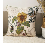 Luxury Embroidery Country Style Floral Pillows Case Sunflower Daisy Narcissus Embroidered Thick Linen Cushions Farmhouse Decor