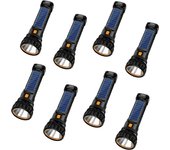 2-8pc Solar/Rechargeable Multi Function 1000 Lumens LED Flashlight Emergency Strobe Light 1200 Mah Battery USB Charging Cable