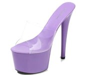Mclubgirl Super High Heels 17CM Fine-heeled Waterproof Platform Sandals Transparent Crystal Wedding Shoes LFD