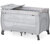 Sleep N Play Center Cuna de Viaje Dos Alturas con Cambiador, Parque Infantil Bebe 120x60 cm, Parque Cuna Bebe, Cuna Viaje con Ruedas - Teddy Gris