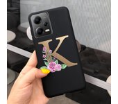 Fashion Rose Initial Letter Phone Case For Xiaomi Poco X5 5G PocoX5 Pro Soft Silicone TPU Back Cover For Poco X5 Pro X 5 X5Pro