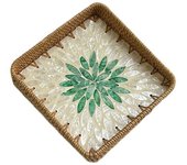 Hand Woven Splicing Shell Rattan Basket Rattan Weaving Colorful Rattan Shell Tray Handmade Household Dried Fruit Plate