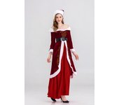 8 Pieces Mens Santa Claus Costume Christmas Luxury Santa Suit/Womens Retro Santa Dress Xmas Party Costumes,Belt + hat + top + shawl + pants + shoe covers + gloves (with beard)
