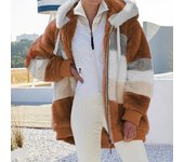 Chaqueta informal de felpa cálida para otoño e invierno para mujer, abrigo holgado con capucha y cremallera