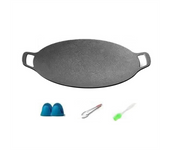 Verde - Parrilla Antiadherente para Acampada Al Aire Libre - Plato Korean para Barbacoa - Olla de Carne - Plano - 32cm