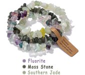 3pcs/set Natural Crystal Gem Stone Bracelet 5-8mm Irregular Amethysts Aquamarine Chips Beads Bracelets Women Men Elastic Jewelry
