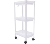 Bathroom trolley storage shelf Floor type 3 layers PP plastic White Universal wheel multifunction adjustable