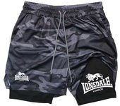 Print 2 in 1 Running Shorts for Men Gym Workout with Phone Pocket Towel Loop Summer Sport Athletic Activewear RL00093