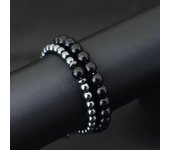 2Pcs/Set Natural Stone Bracelet For Men Zirconia Wrap Braclet Irregular Heag Hematite Braslet Father Day Gift Pulseria
