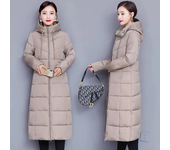 Warm and thick medium to long winter cotton padded jacket clothing, fluffy trench coat with hood for women's clothing