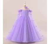 Sponge Flowers Bridesmaid For Wedding And Party, Elegant Tulle Ball Gown With Off Shoulders, Birthday First Communion Dresses