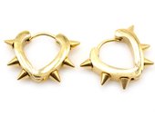 Alisouy 2pcs Punk Stainless Steel Heart Cone Spike Rivet Huggies Small Circle Helix Hoop Earrings for Women Men Piercing Jewelry