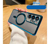 funda de borde recto galvanoplastia original para apple magsafe fundas de teléfono Samsung Galaxy S21 S23 Fe S22 Plus S24 Ultra