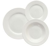 Juego de vajillas - Línea Rings - Juego de 18 piezas - Porcelana - Color blanco