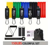 Resistance Band Set Workout Bands Exercise Band 5 Tube Fitness with Door Anchor Handles Legs Ankle Straps and Fitness Stick