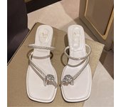 Sandalias de Mujer 2025 Primavera, Estilo Hada con Puntos de Diamante, Tacón Bajo, Sandalias Deportivo Mujer, Anti Desgaste para Exterior, Sandalias con Dedos, Tacón Grueso